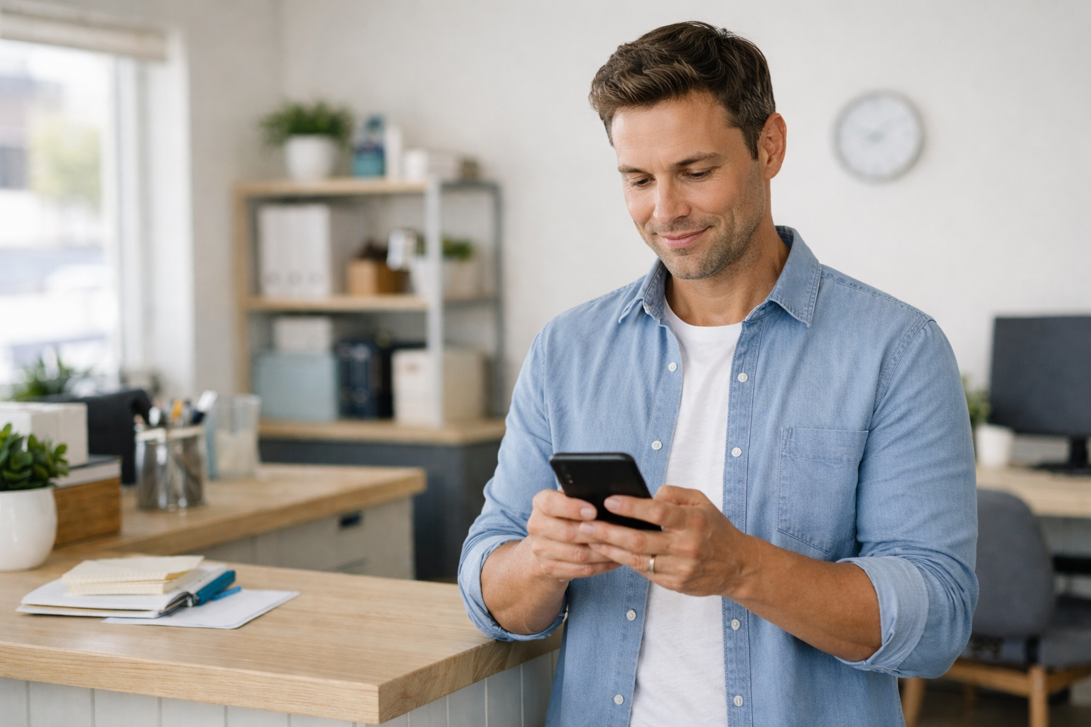 Owner texting an AI employee from a phone